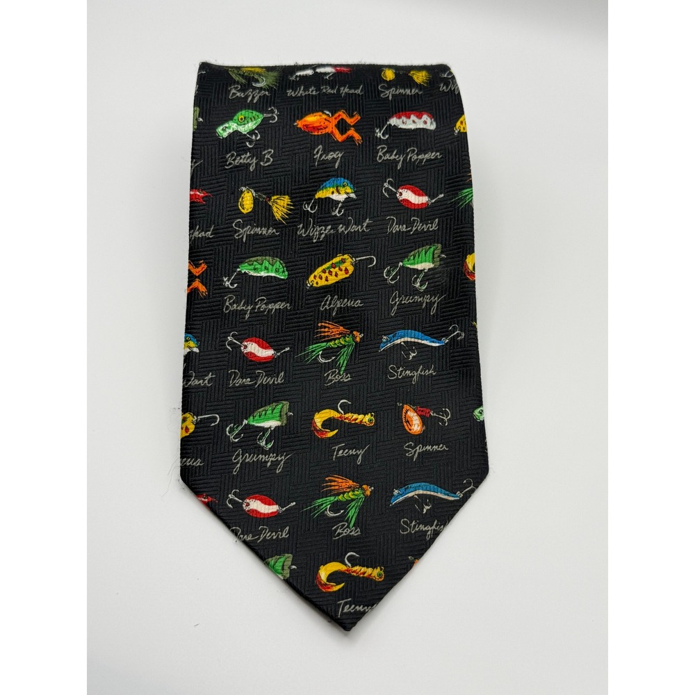 Addiction Fishing Lure Necktie OS Black Novelty Gorpcore Outdoor Fisherman Gift